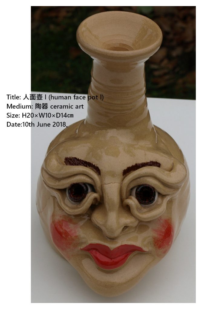 works of pottery, human face pot