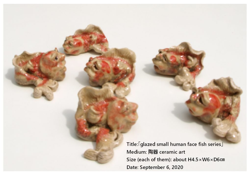 works of pottery-human face fish tiny